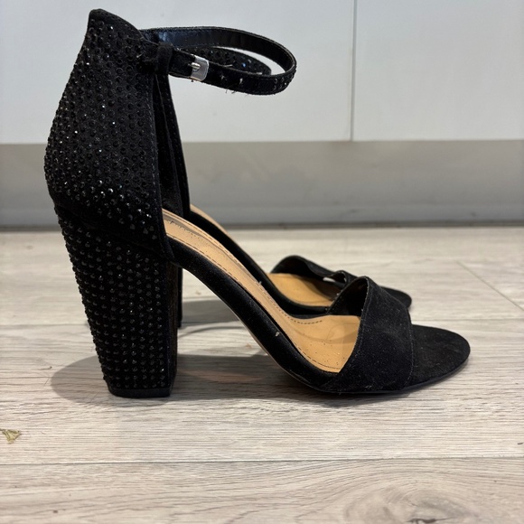 Black rhinestone heel sandals - Picture 1 of 5